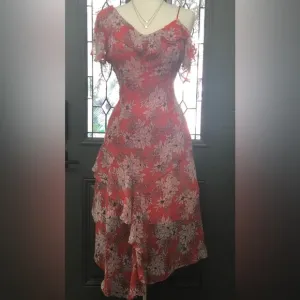 Vince Camuto Floral Asymmetrical Chiffon Dress | Size 10