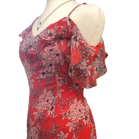 Vince Camuto Floral Asymmetrical Chiffon Dress | Size 10