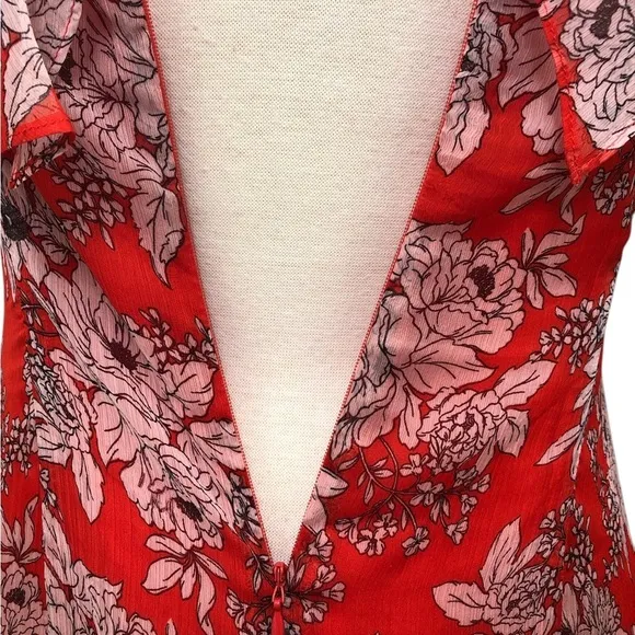 Vince Camuto Floral Asymmetrical Chiffon Dress | Size 10