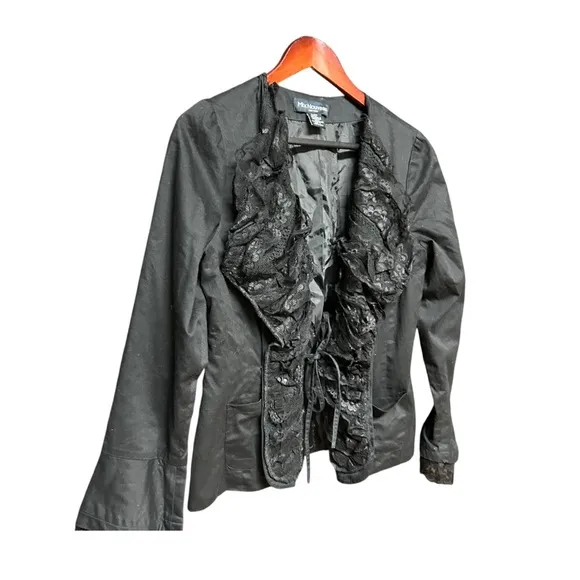 Vintage Y2K Mix Nouveau ruffled cotton jacket with front pockets size small med