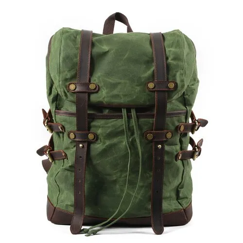 Waxed Canvas & Leather Transport Backpack Laptop Backpack, 15.6 inches