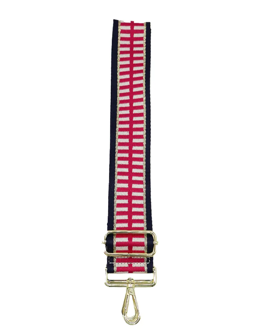 WEBBING BAG STRAP | PINK NAVY GOLD