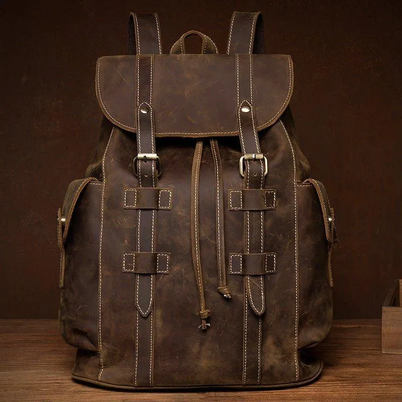 Woosir Brown Backpack Leather for Laptop 17.3 Inch