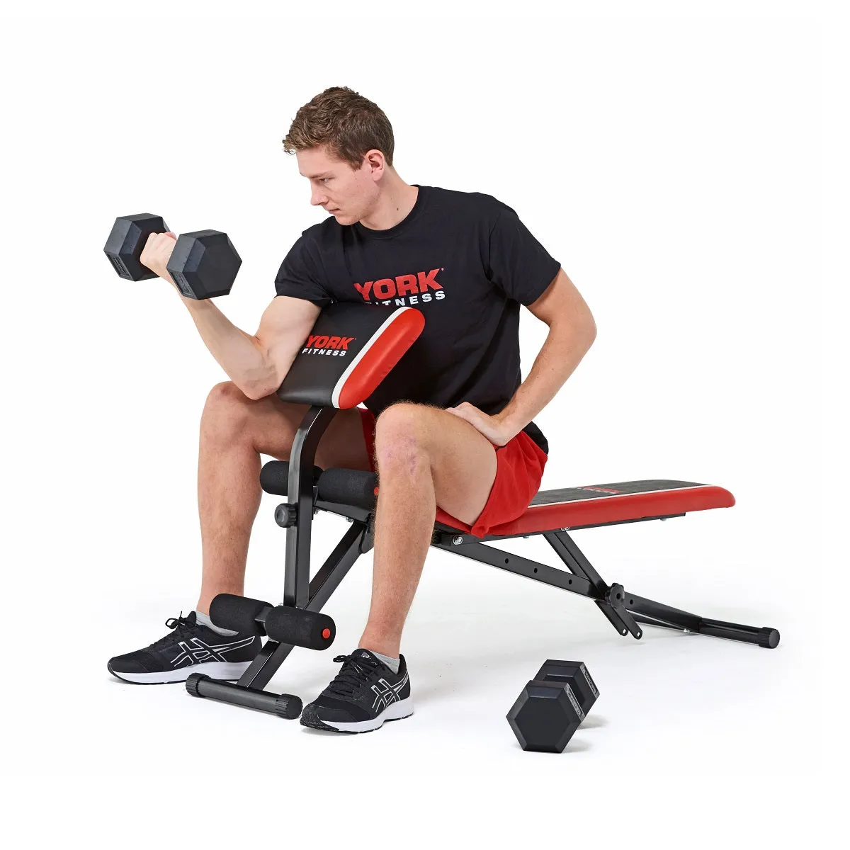 York Warrior 2 in 1 Dumbbell & Ab Bench with Curl