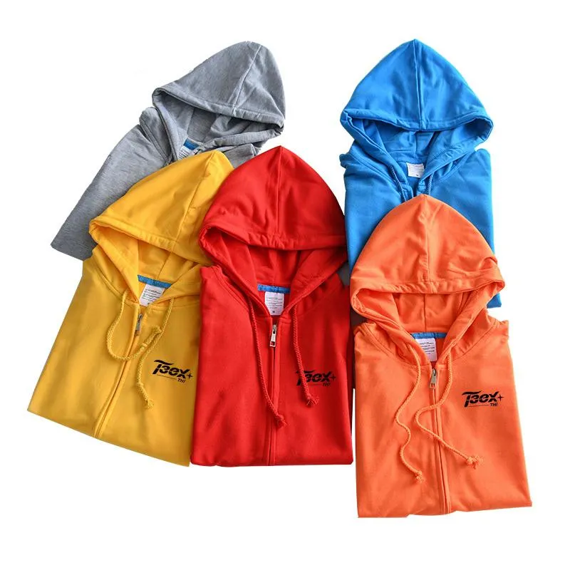 Zippered Long-Sleeved Terry Cloth Jacket With Hood