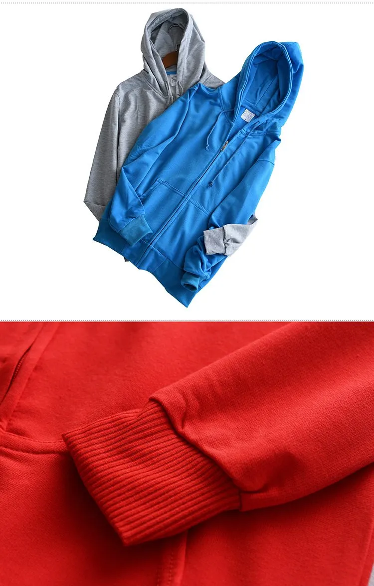 Zippered Long-Sleeved Terry Cloth Jacket With Hood