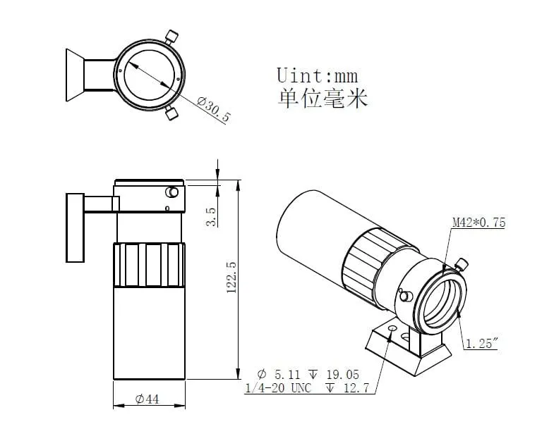 ZWO 30F4 Mini Guide Scope - ZWO-30F4